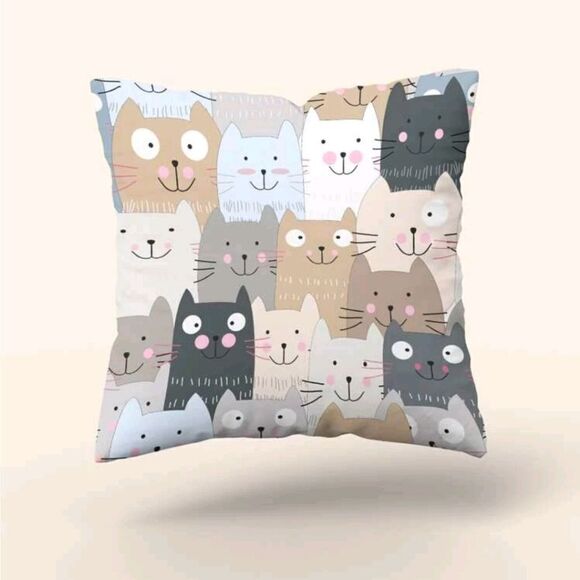 Cat Pattern Pillow Cover - Picture 1 of 5